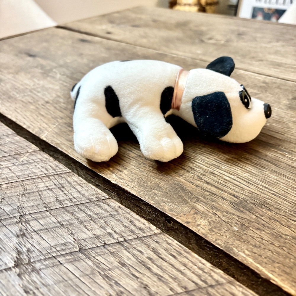 Vintage Pound Puppy Black & White Spotted Dog Tonka Plush‎ 1986 Pink Collar - Picture 2 of 7